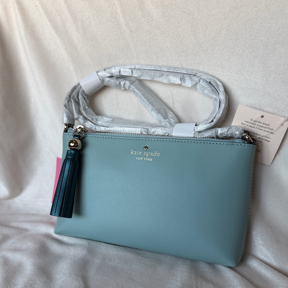 Kate Spade Light Blue Crossbody Bag with Tassel